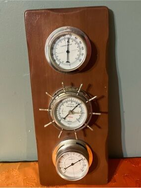 Vintage Sunbeam Nautical Weather Station Barometer, Temperature, Humidity